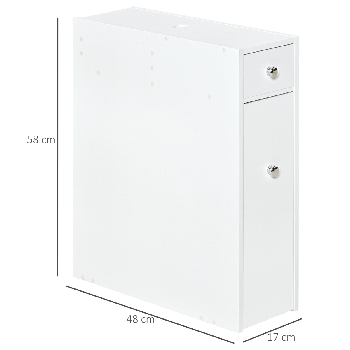 HOMCOM Slim Bathroom Floor Cabinet with Large Drawer & Storage Compartments – White