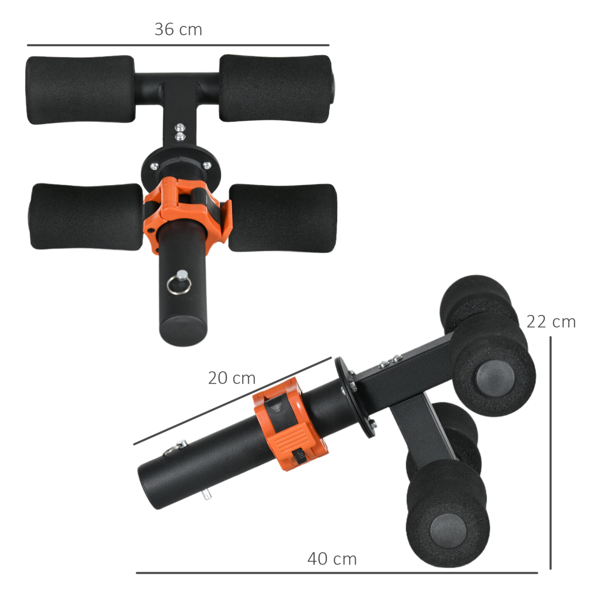 SPORTNOW Tib Bar Tibialis Trainer with Foam Pads for 5cm/2" Olympic Weight Plates – Lower Leg Strength, Black