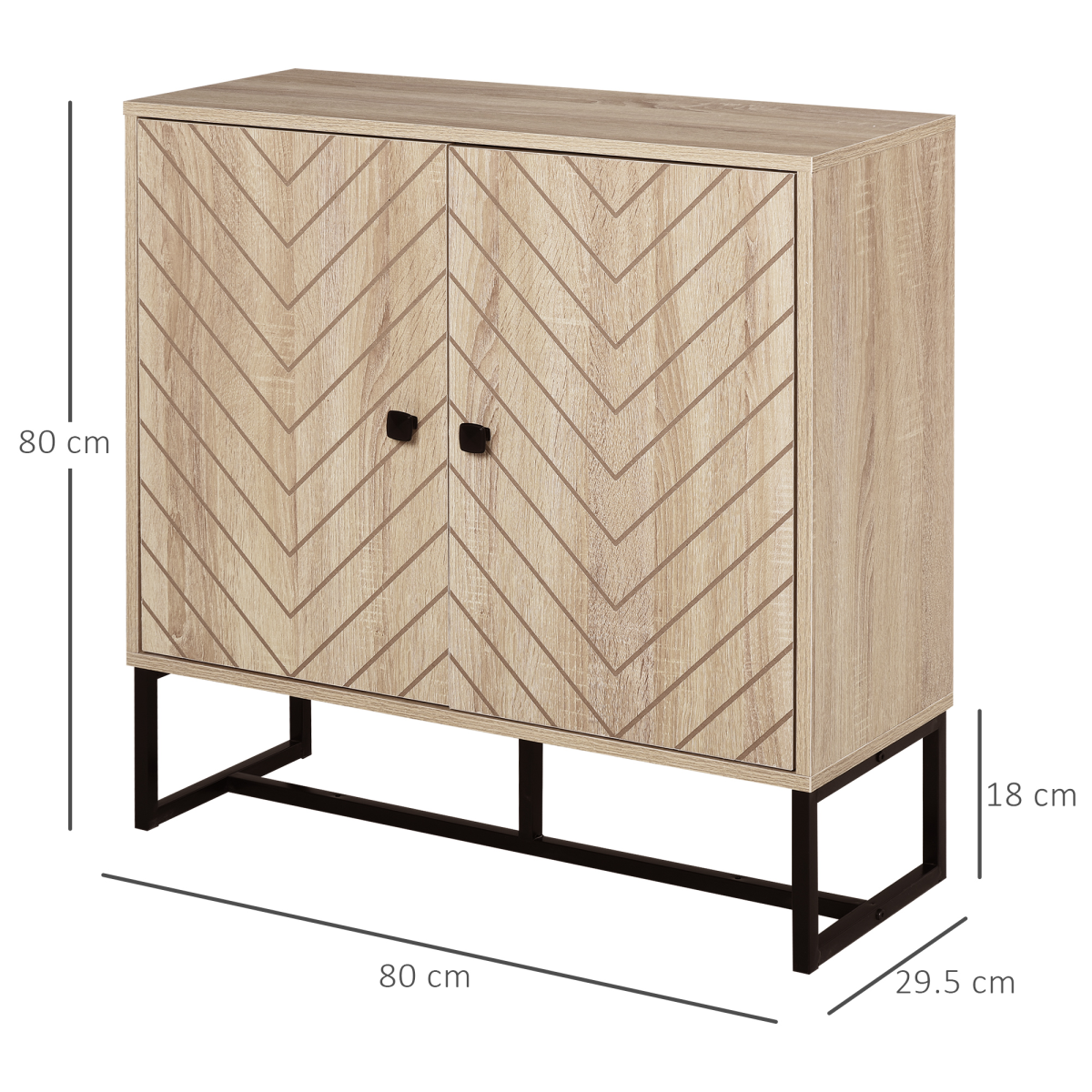 Embossed Arrow Storage Cabinet with Adjustable Shelf, Metal Frame & Handles – Versatile Home Storage
