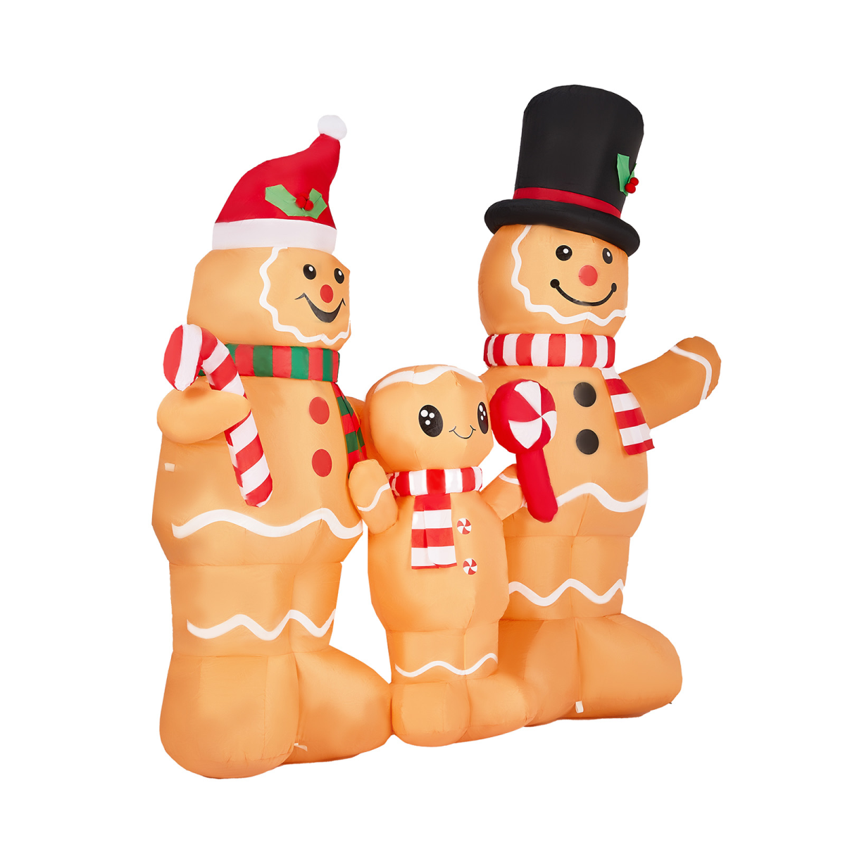 1.9m Inflatable Christmas Gingerbread Man Family with Warm White LEDs – Outdoor Decoration