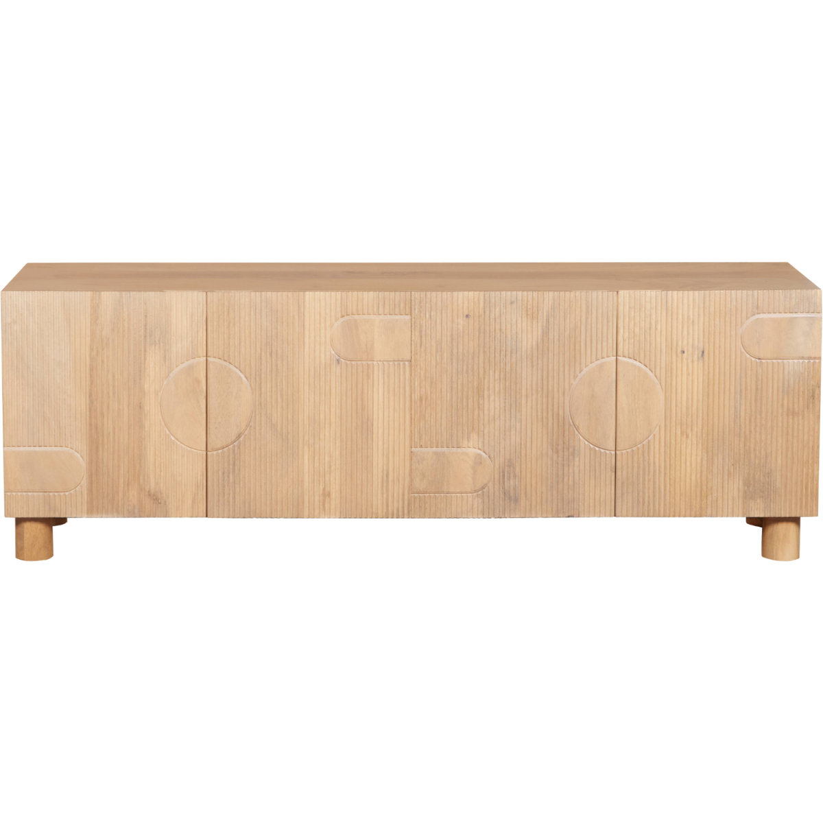 Austin Solid Wood Large Low Board TV Cabinet with Media Storage – Natural Grain Living Room Unit