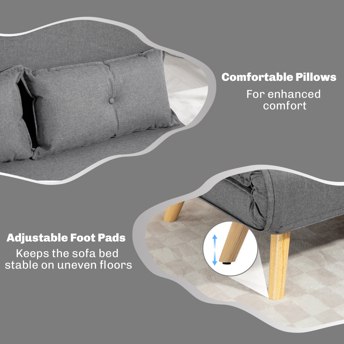 HOMCOM sofa bed 5-position backrest recline