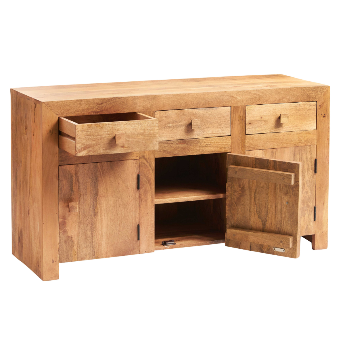 Toko Light Mango Wood Large Sideboard with Cupboard & Drawer Storage – Contemporary Dining Room Furniture
