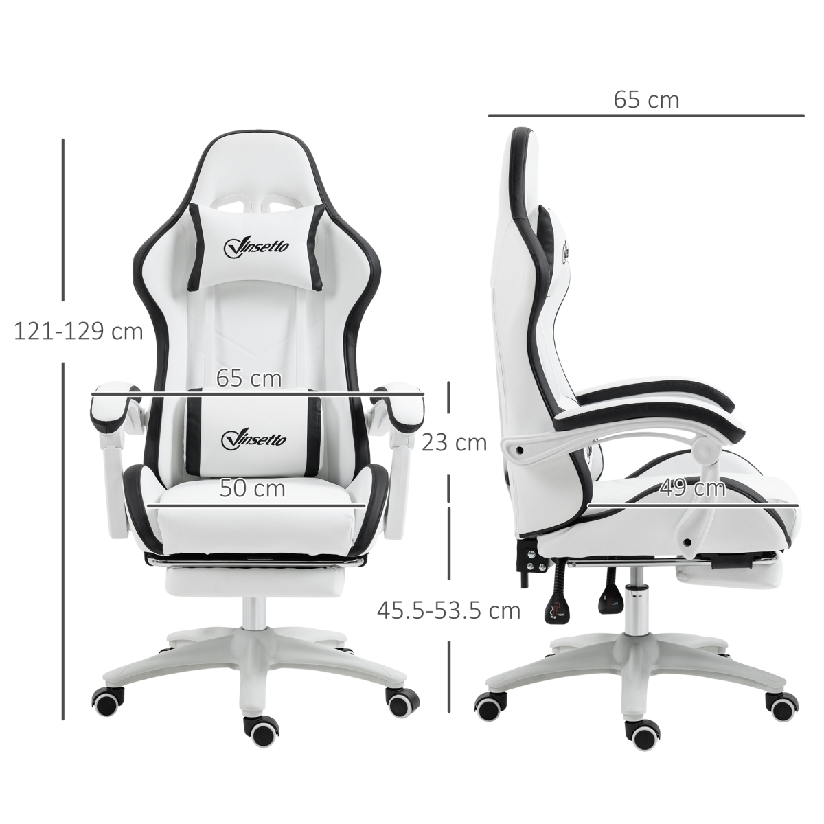 Vinsetto Reclining Racing Gaming Chair with Retractable Footrest & Faux Leather – Home Office, Black