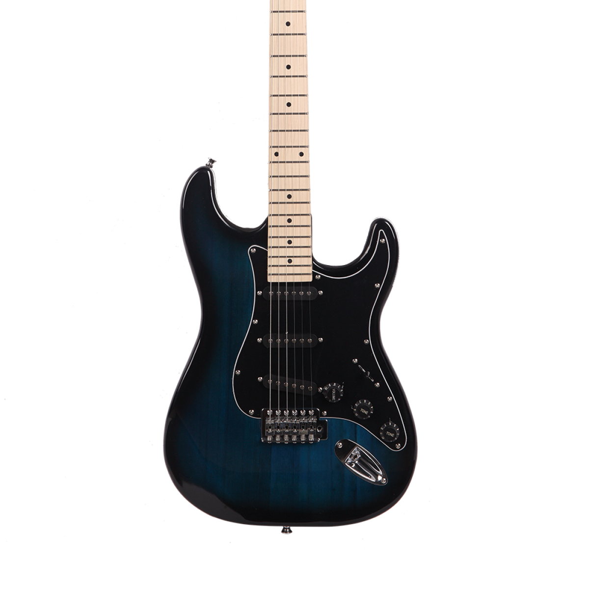 Glarry GST Electric Guitar Kit with Black Pickguard, Basswood Body & Maple Neck – Beginner Set, Dark Blue