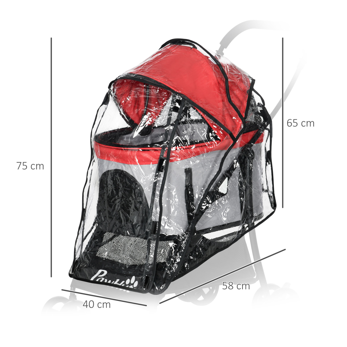 PawHut Pet Stroller Rain Cover with Front and Rear Entry – Dog Pram Weather Protection, Transparent