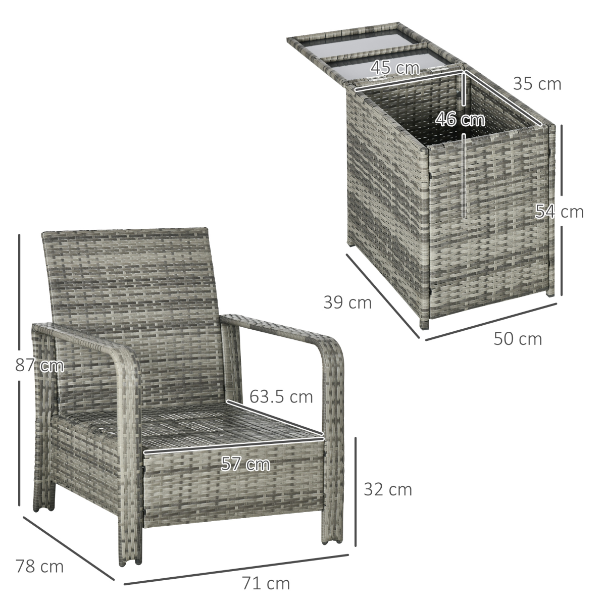 Outsunny Rattan Garden Sofa Set cushion detail