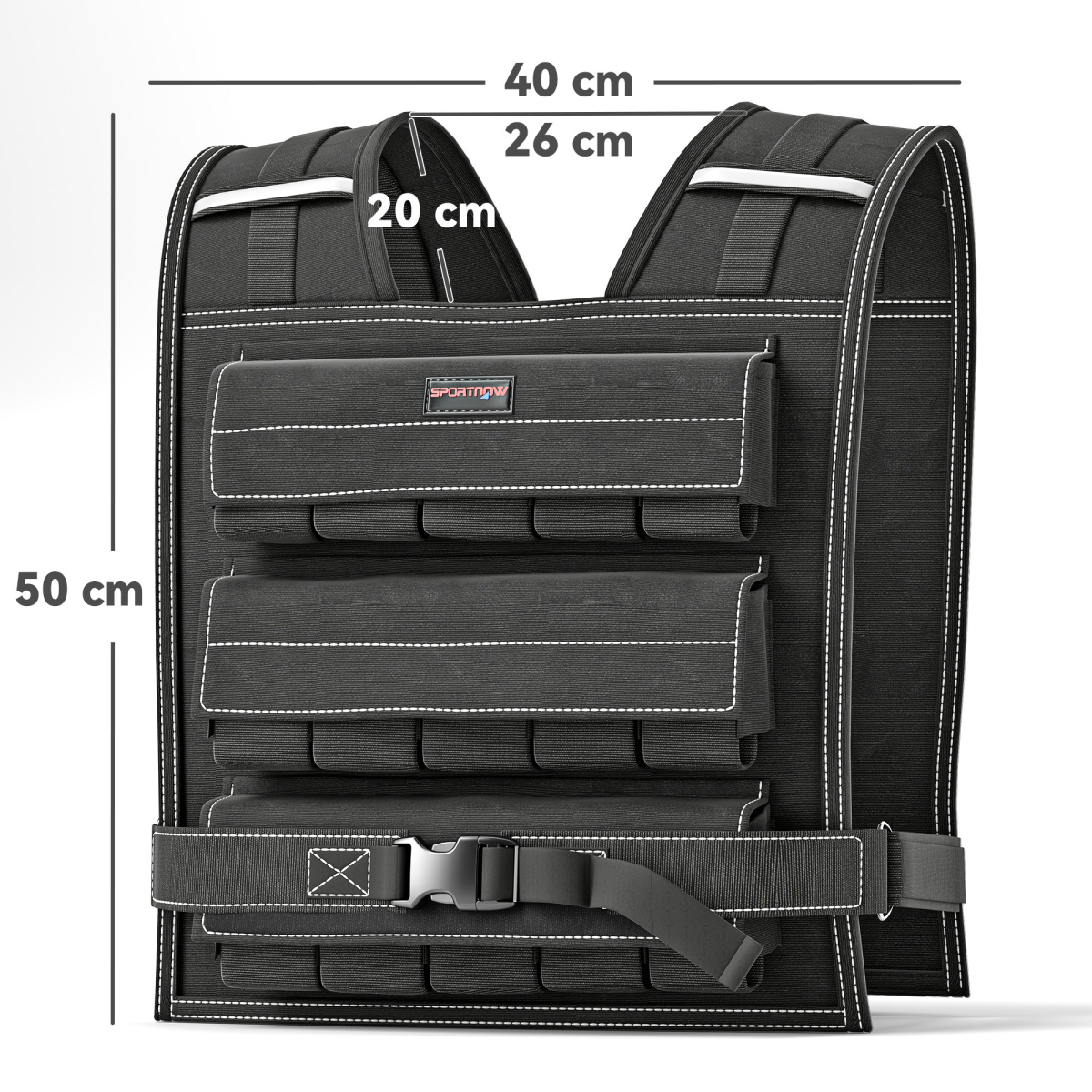 SPORTNOW 30kg Adjustable Weighted Vest with 30 Removable Metal Weights – Running Weight Vest, Black