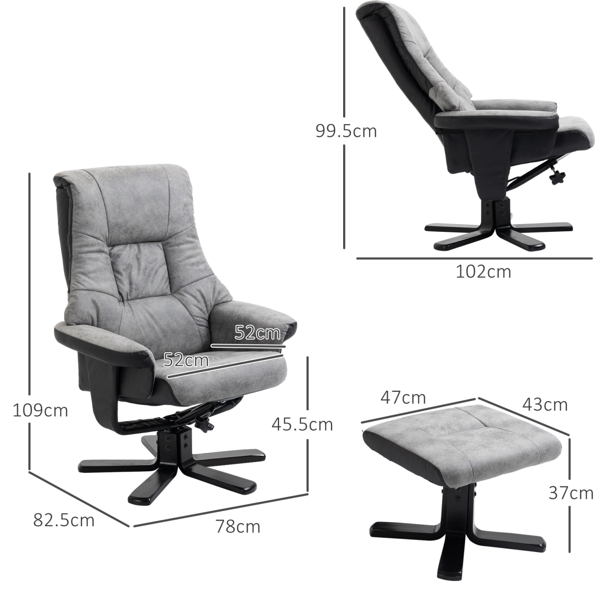 Recliner armchair 360 degree swivel base detail