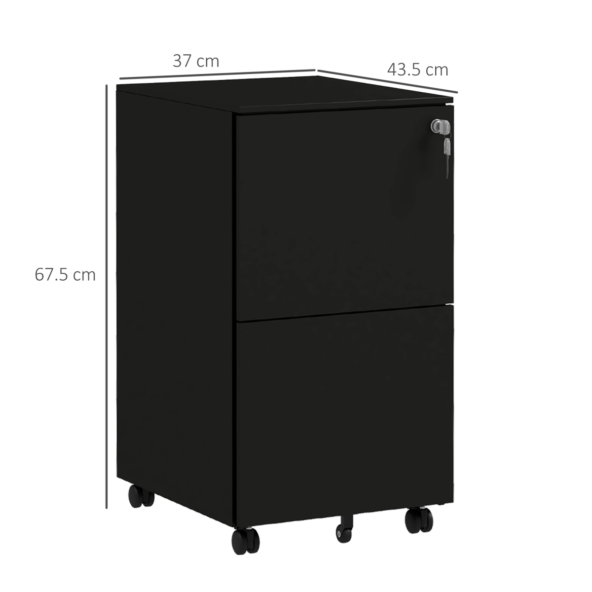 Vinsetto 2 Drawer Lockable Steel File Cabinet with Hanging Bar – Secure Home Office Storage
