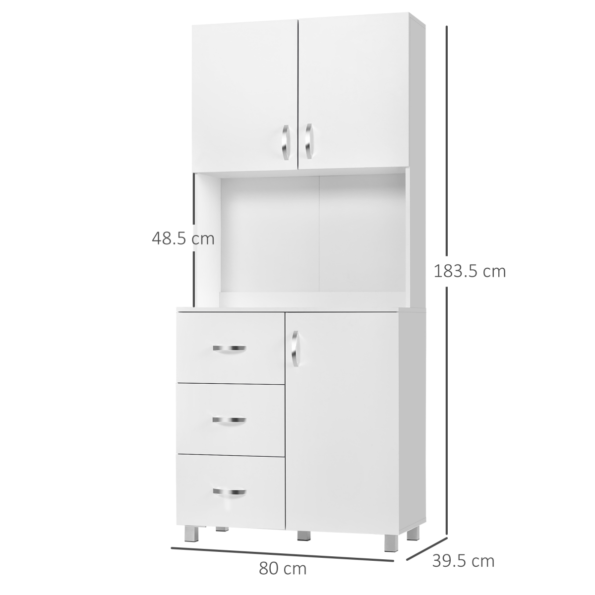White Wooden Kitchen Storage Cupboard with Shelved Storage – Simple Organiser for Kitchen & Utility Room