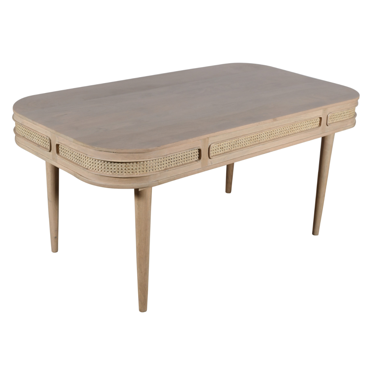 Valencia Cane & Mango Wood 6 Seater Dining Table – Hand-Crafted Natural Dining Room Table