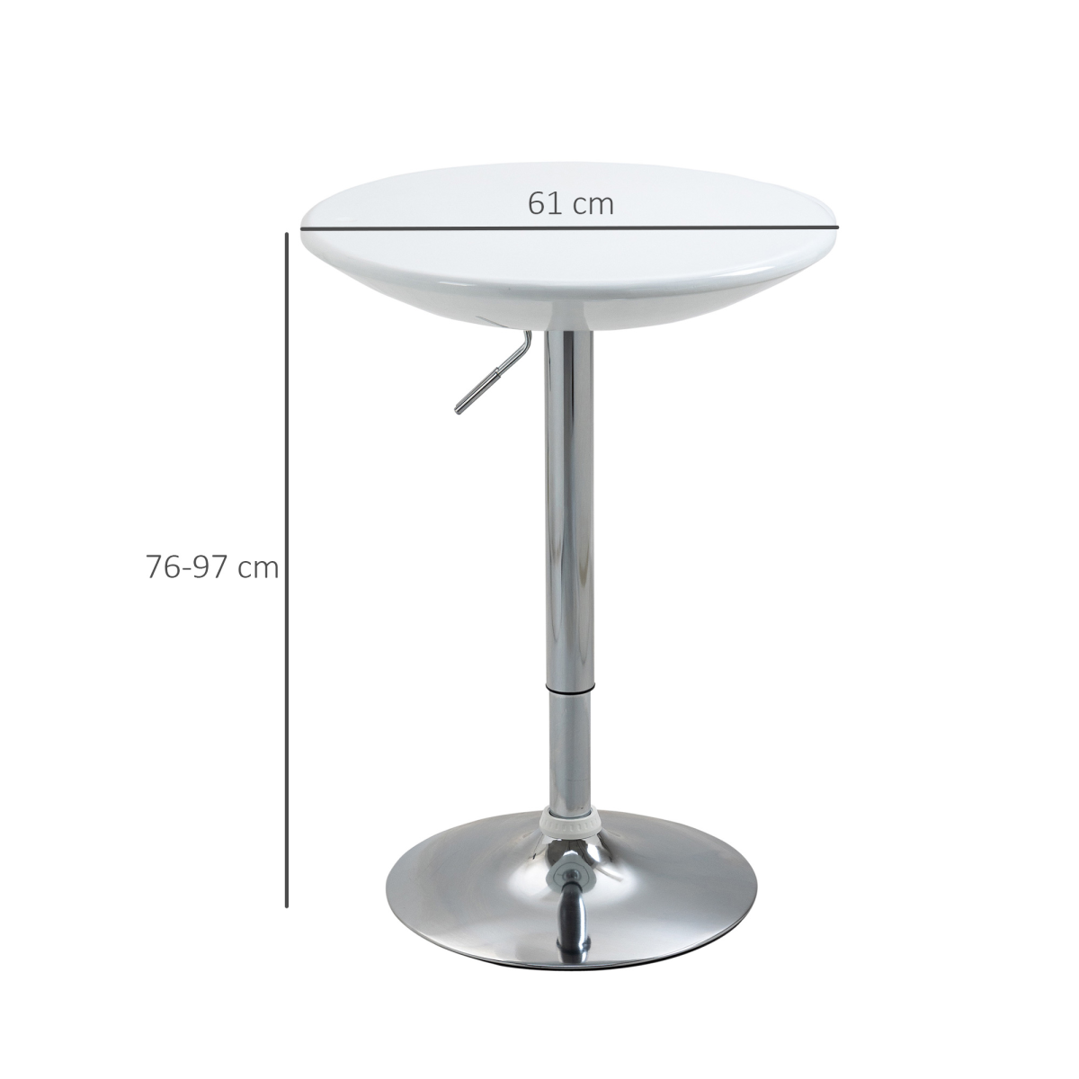 HOMCOM Bistro Pub Table with 360° Swivel Painted Top & Height-Adjustable Steel Base – Home Bar Counter Table, White