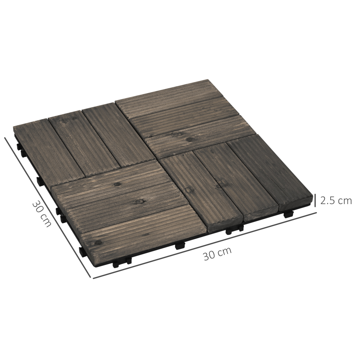 Outsunny 27-Pack Interlocking Decking Tiles, 30 x 30cm – Outdoor Garden Flooring, Grey