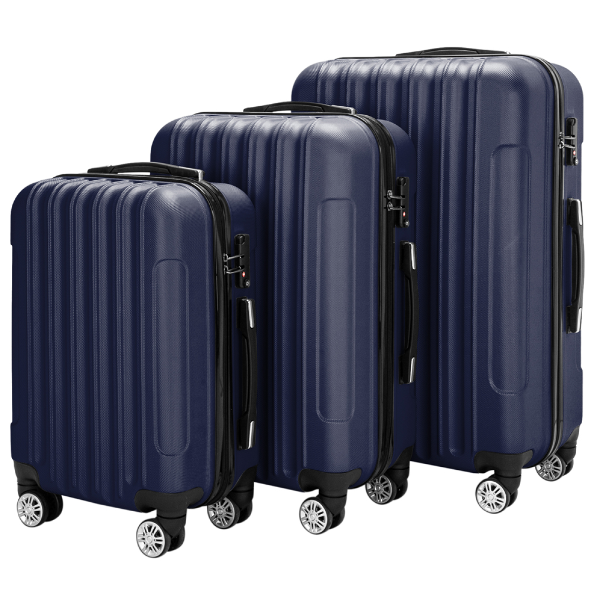 3 Piece Lightweight ABS Spinner Luggage Set with Carry-On Case, 360° Wheels & Telescopic Handles