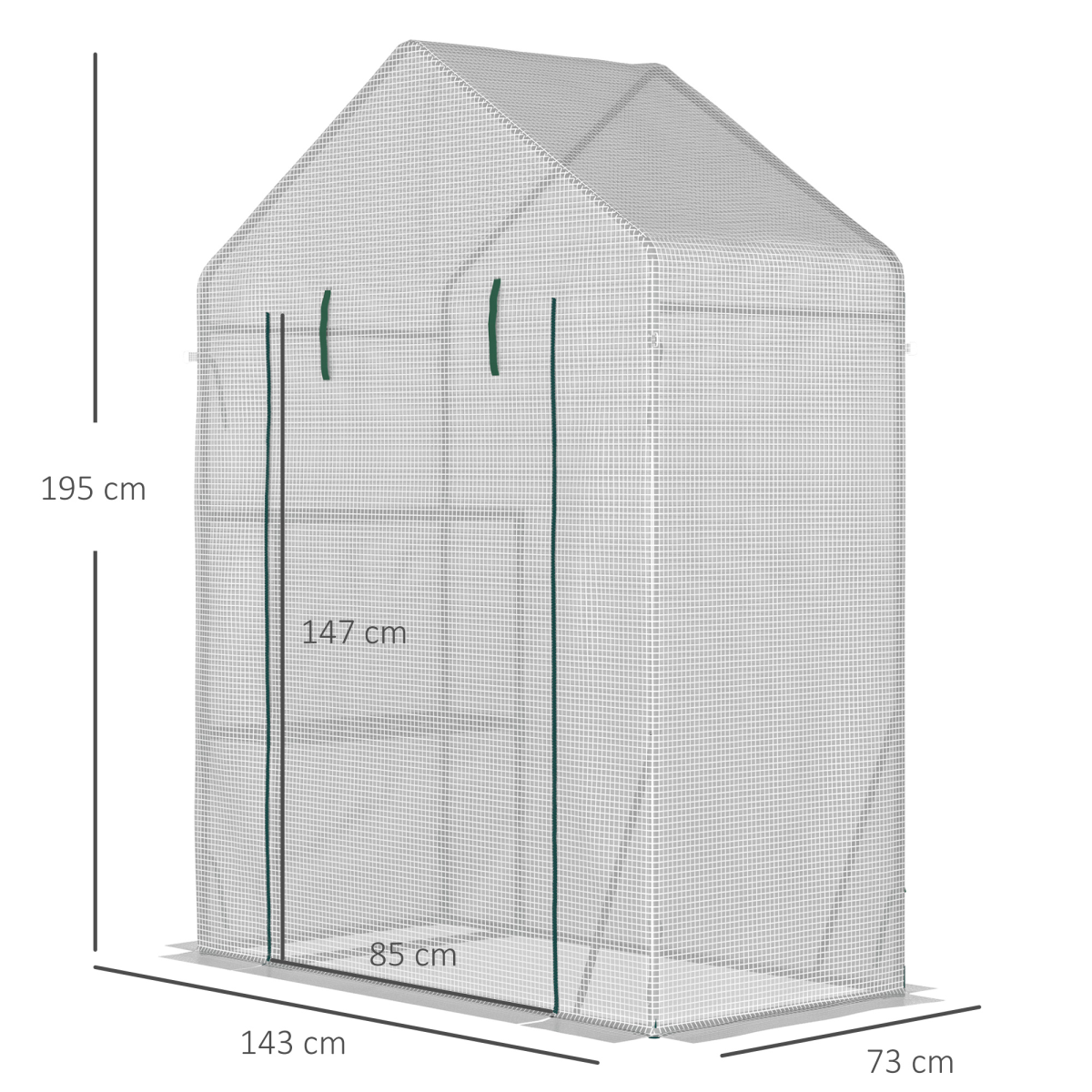 Outsunny Portable Outdoor Greenhouse with Two Wire Shelves and Zippered Door – Gardening Plant Grow House