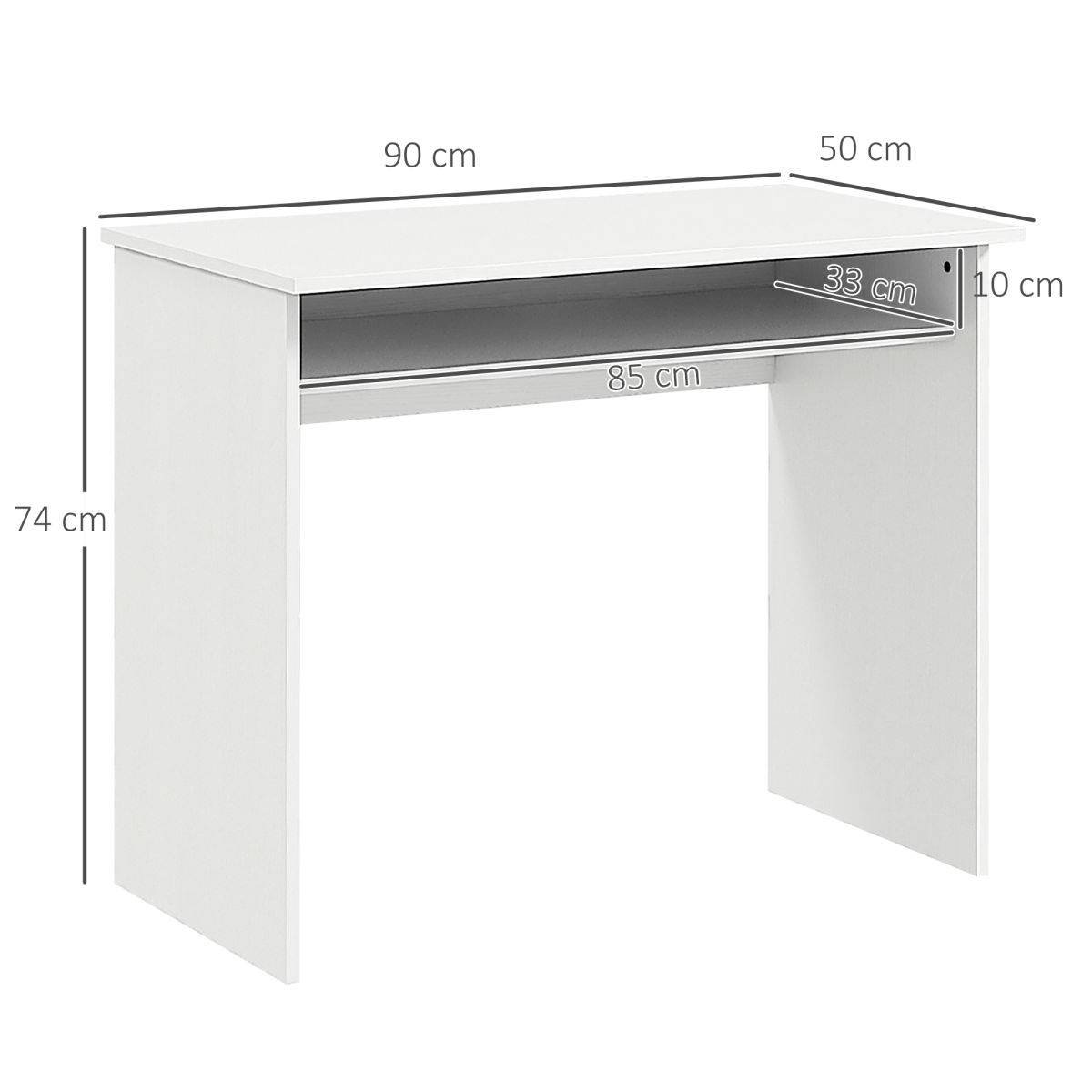 HOMCOM Compact Workstation Desk with Under-Table Storage – Home Office Study Table, White