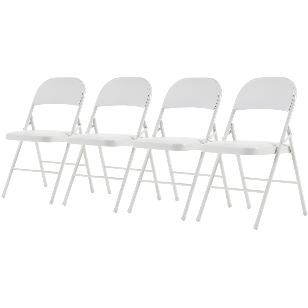 4pcs Foldable Steel & PVC Chairs with Padded Seat – Convention, Exhibition & Event Seating, White