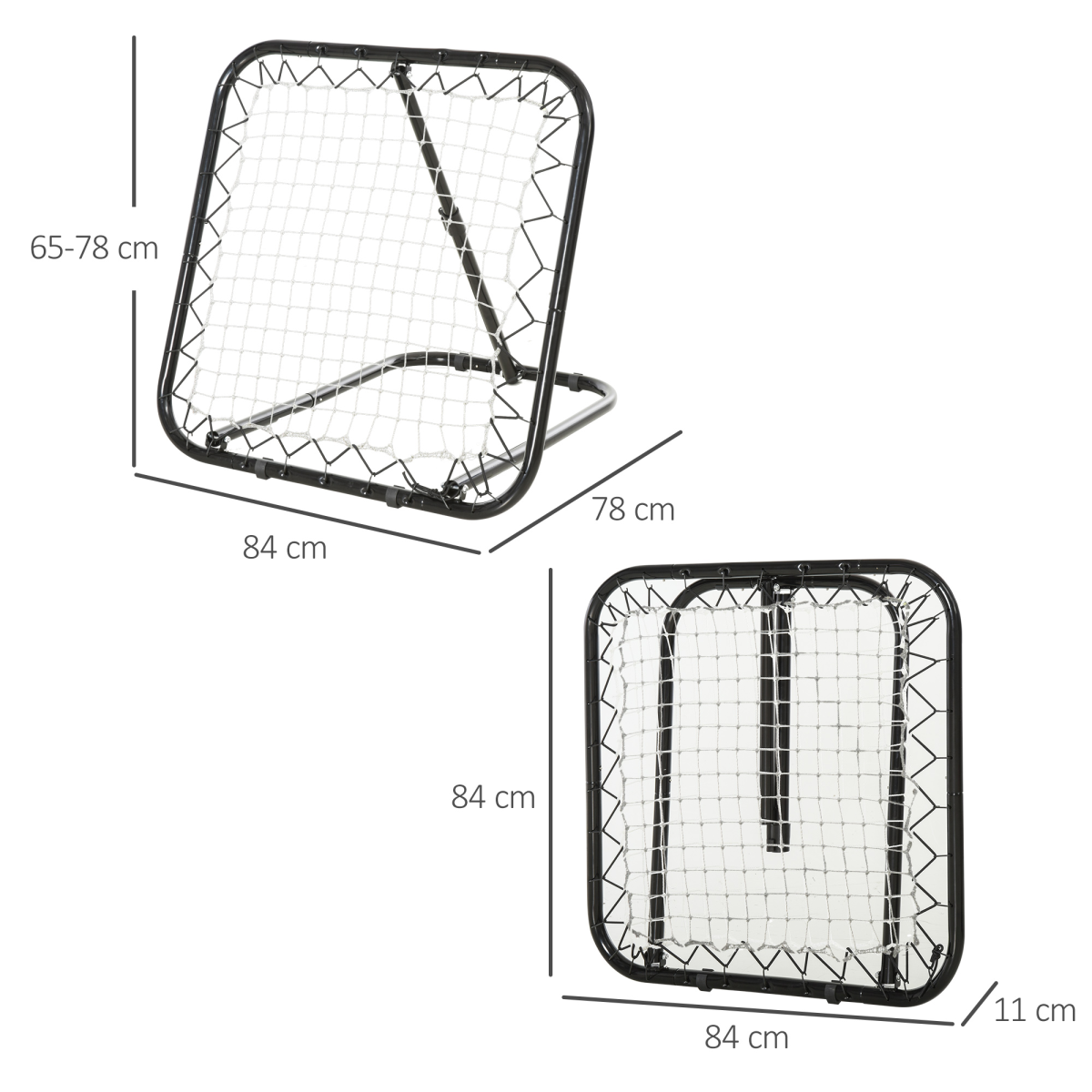 HOMCOM Angle Adjustable Rebounder Net Goal Training Set – Football & Baseball Practice, Foldable Frame