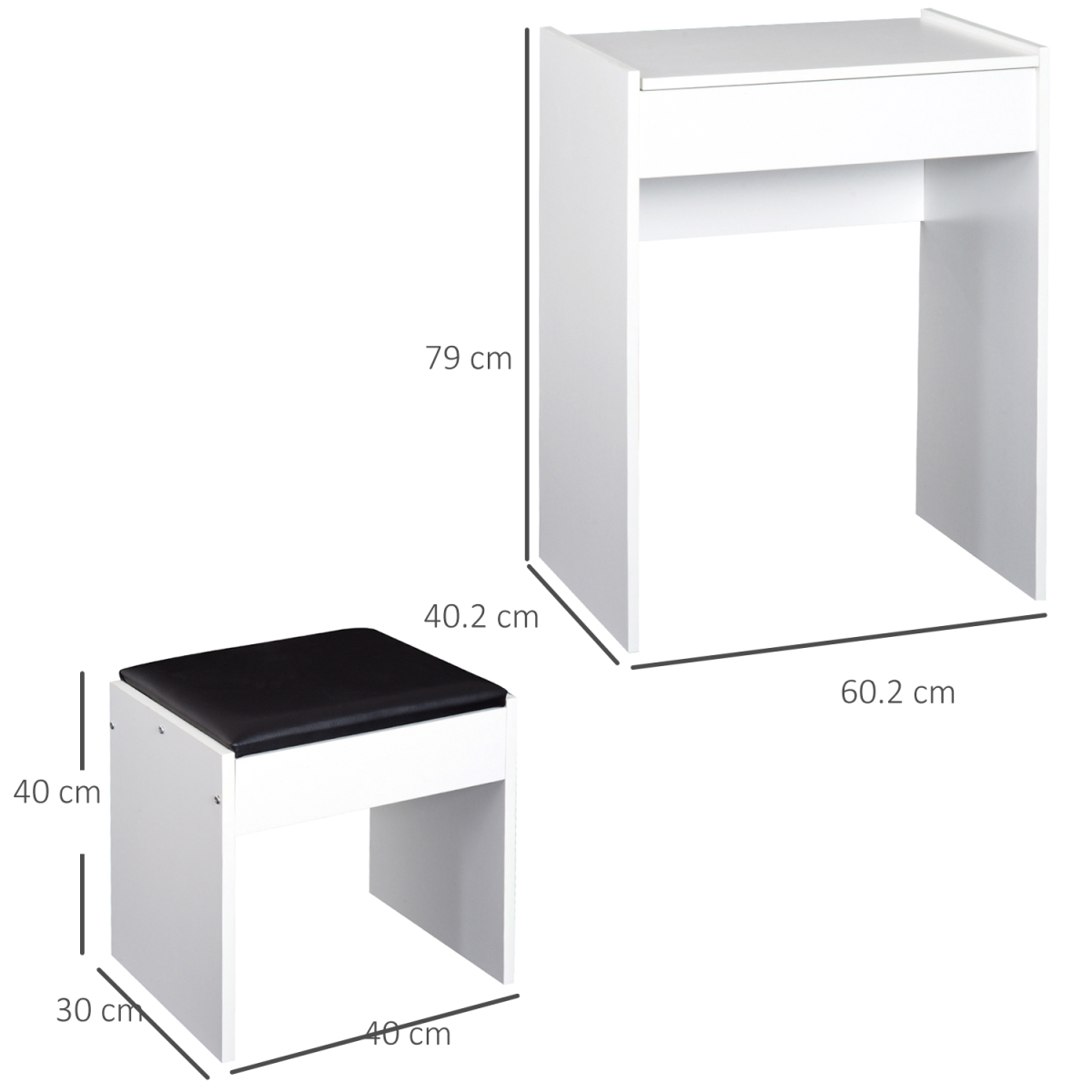 HOMCOM White Dressing Table Set with Flip-Up Mirror, Hidden Storage & Padded Stool