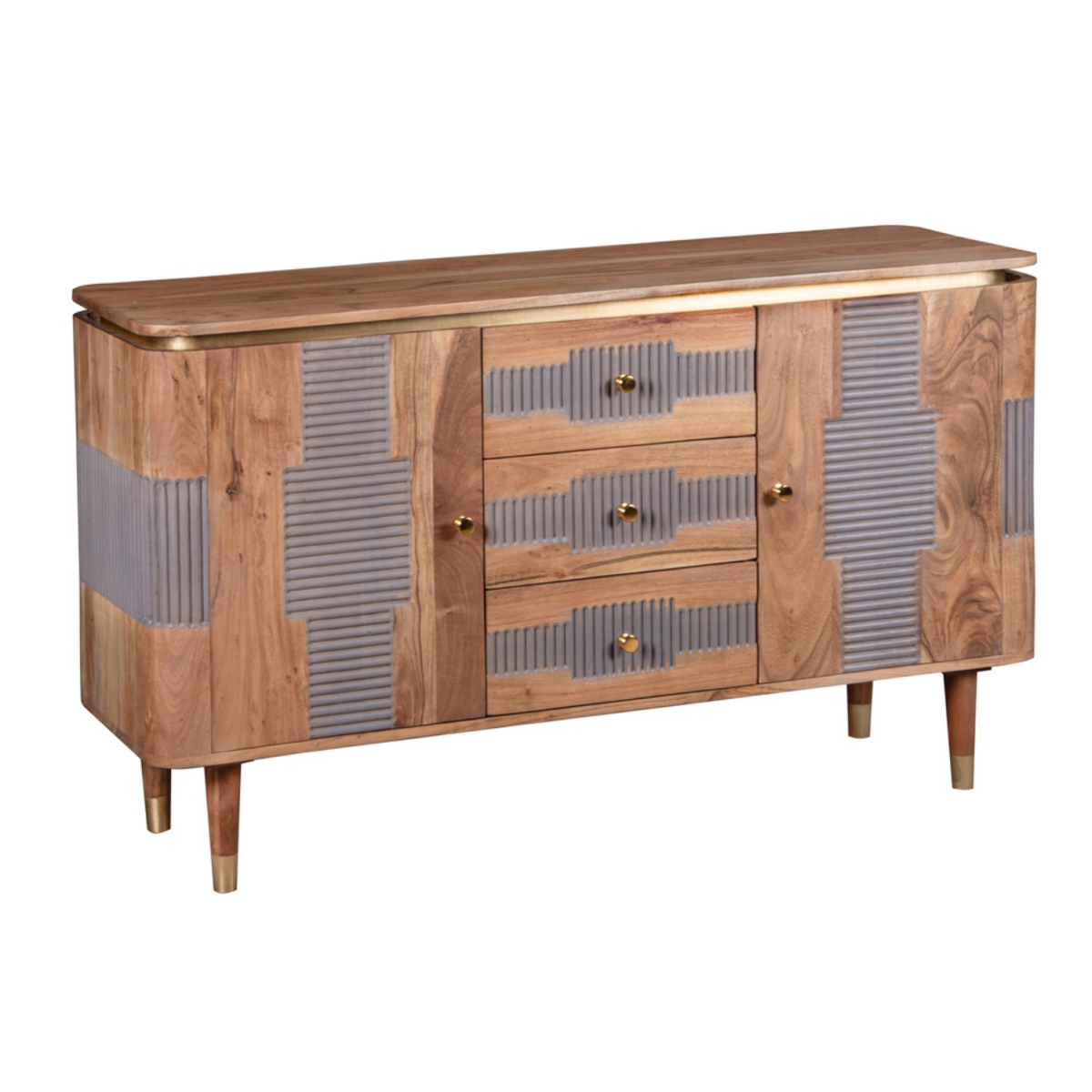 Wilton Acacia Wood Sideboard with 2 Doors & 3 Drawers – Hand-Crafted Dining & Living Room Storage