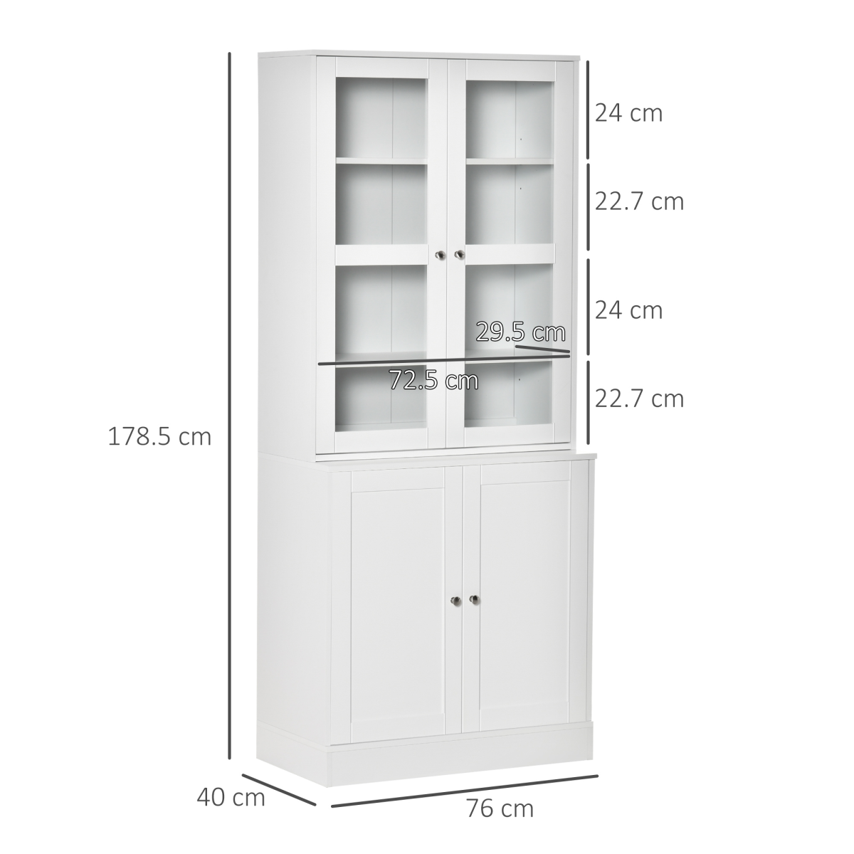 HOMCOM Modern Bookcase Display Storage Cabinet with Doors & Adjustable Shelves – Living Room & Office Storage