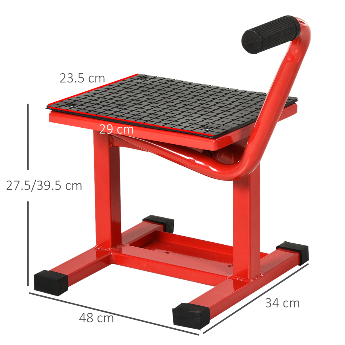 DURHAND Steel Motorbike Jack Lift with Crank Handle & Rubber Platform – 150kg Repair Stand for Garage Use