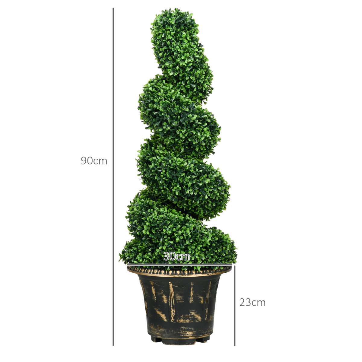HOMCOM Set of 2 Artificial Spiral Boxwood Topiary Trees, 90cm Tall in Pots – Realistic Doorway Greenery