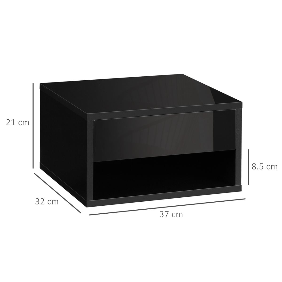 HOMCOM Set of 2 Floating Wall-Mounted Bedside Tables with Drawer – Space-Saving Bedroom Storage, Black