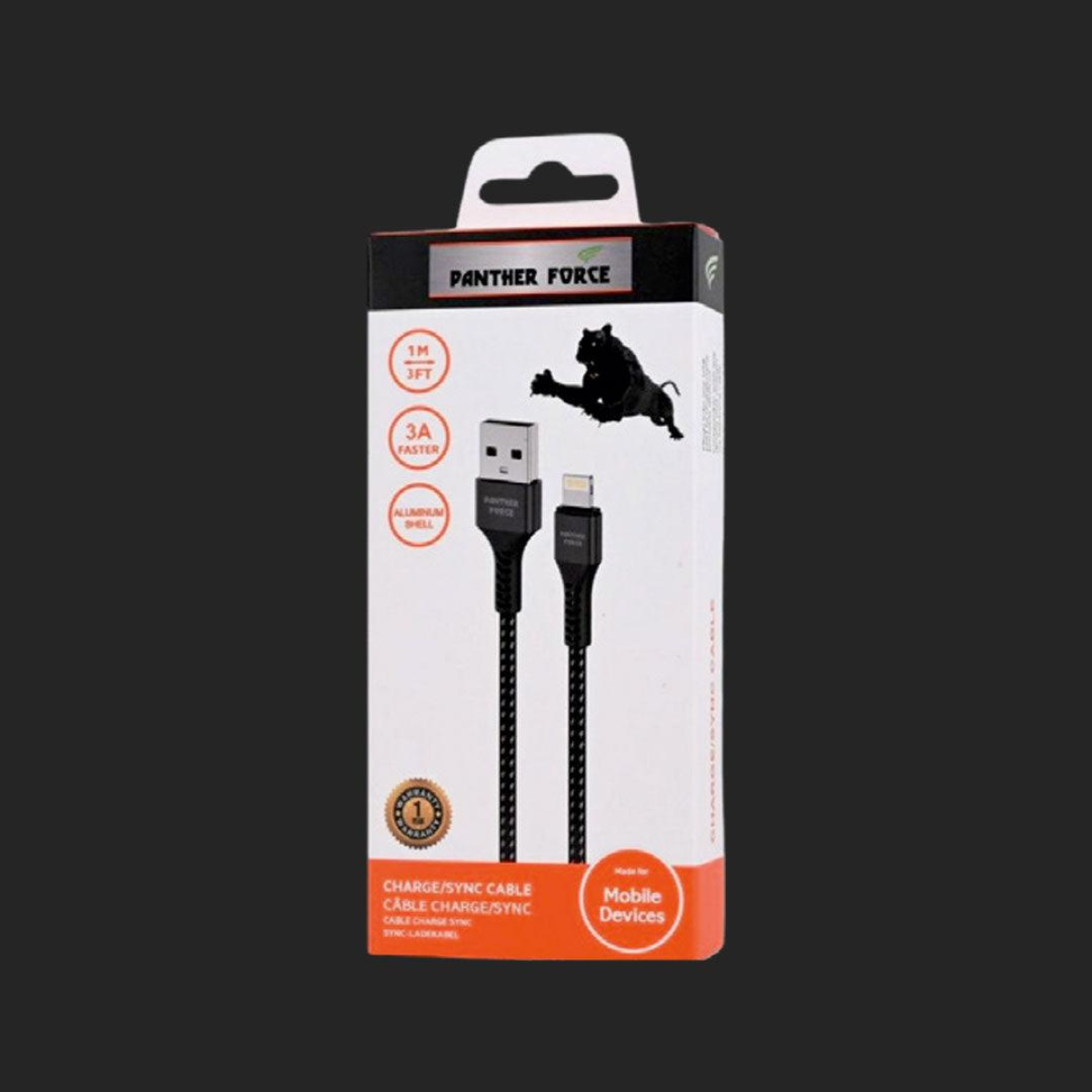 Panther Force 3A 1M Lightning Cable for iPhone – Fast Charging and Seamless Data Transfer