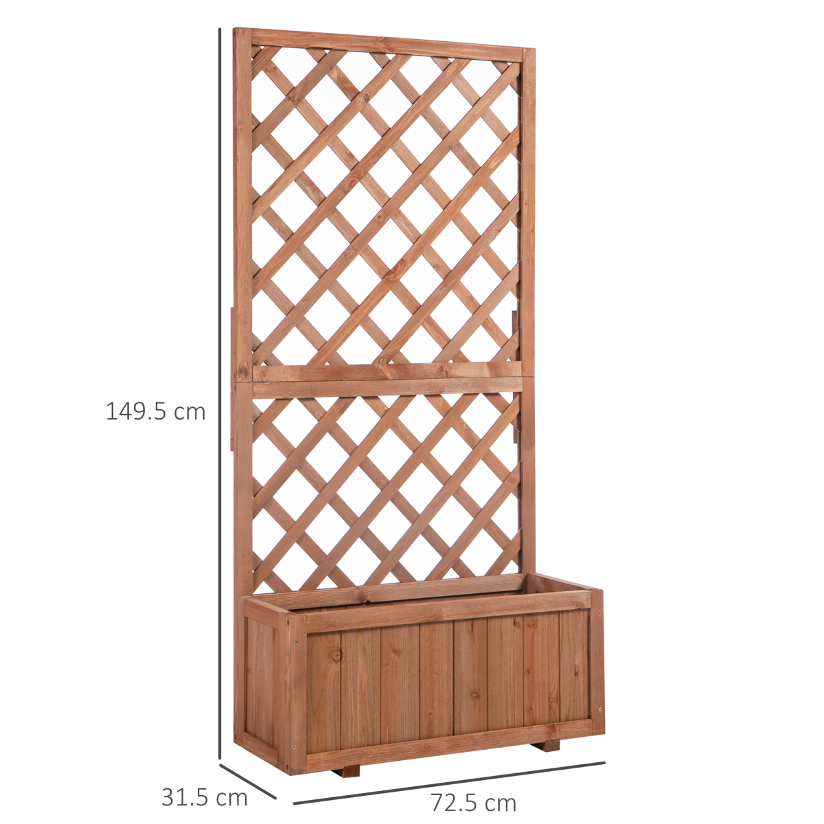 Outsunny Wooden Flower Box Planter with Back Net Board – Fir Wood Garden Display for Plants and Climbers