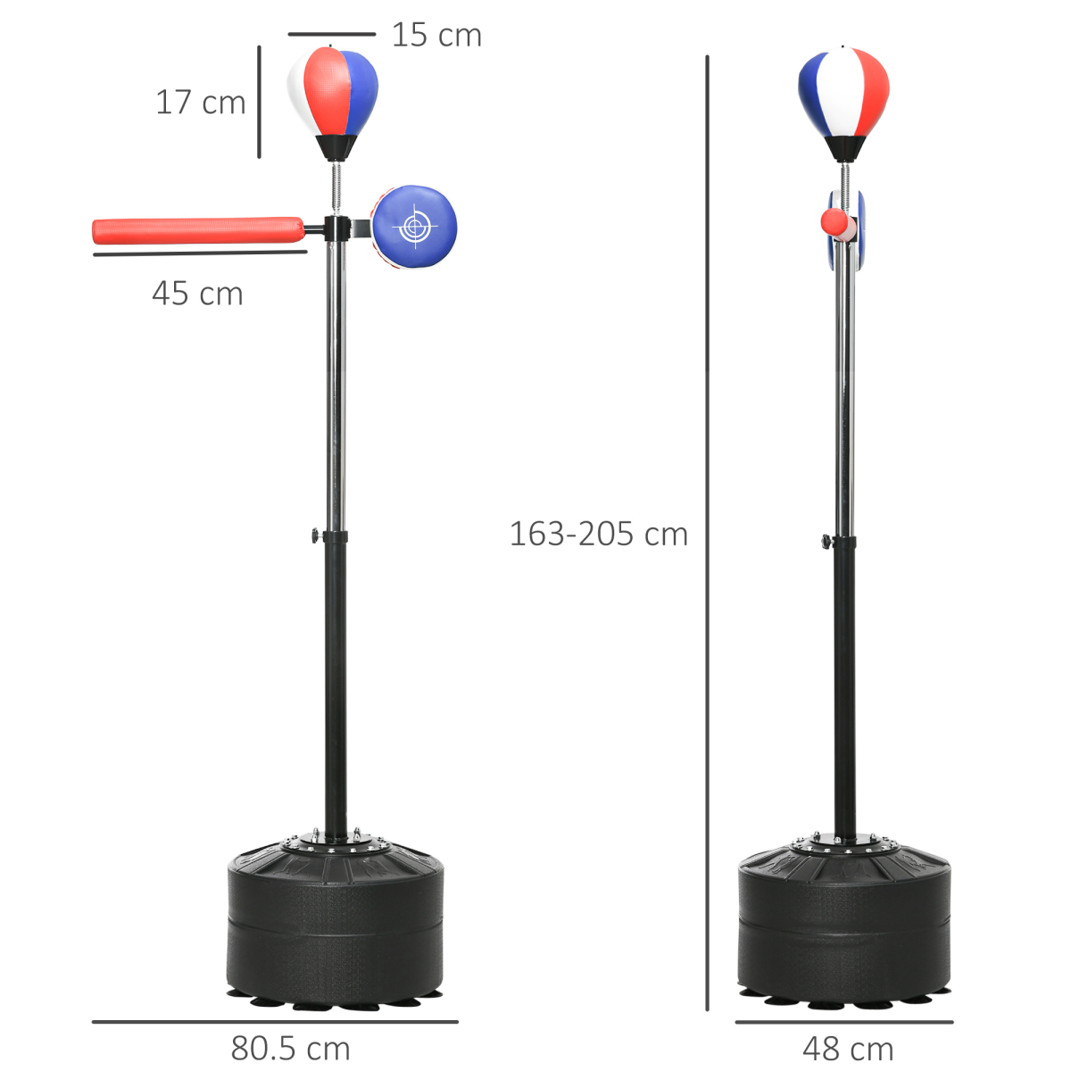SPORTNOW Freestanding Speed Bag with Reflex Bar & Punch Pad, Height Adjustable 163–205cm – Boxing Trainer