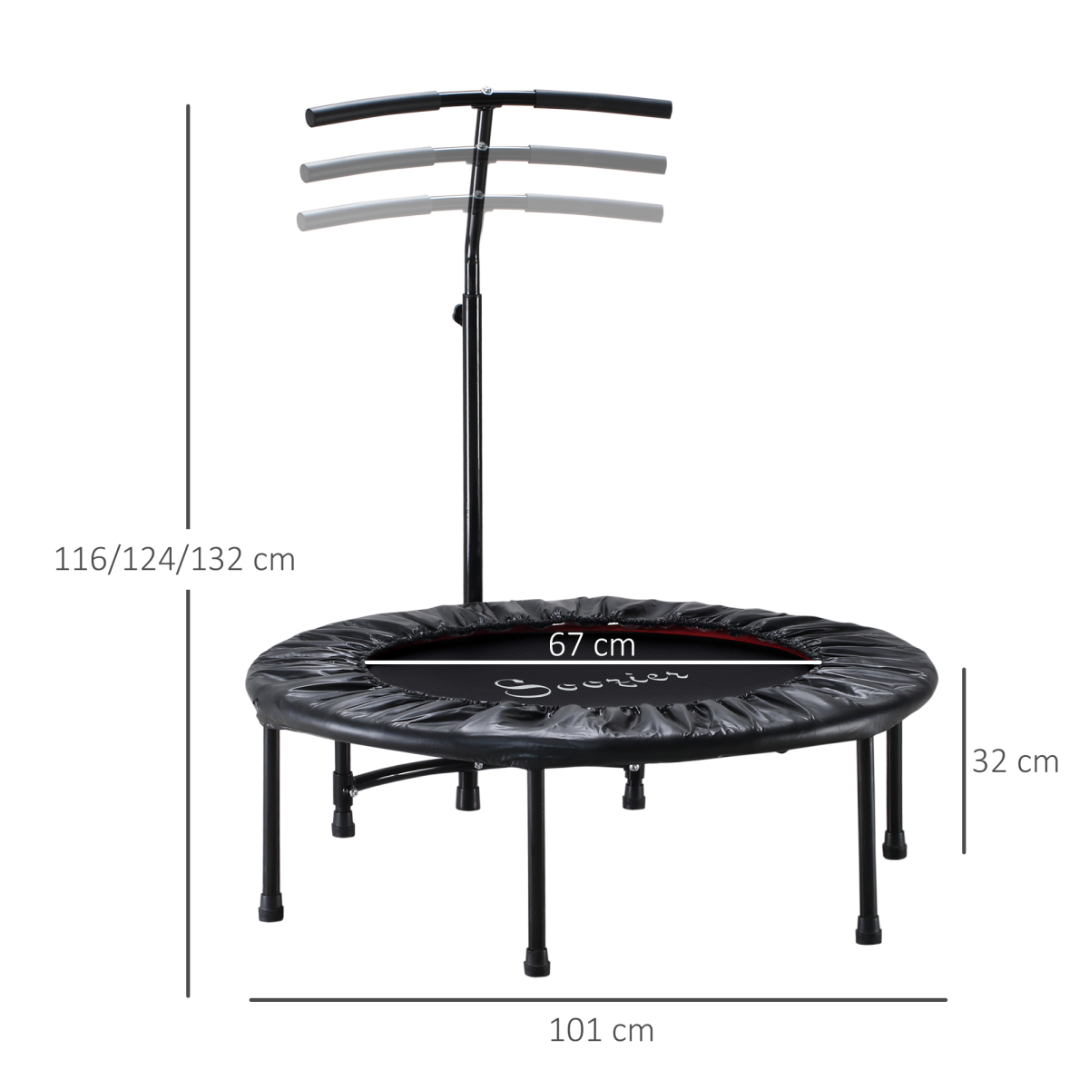 HOMCOM 40 Inch Mini Trampoline with Adjustable Handle – Fitness Rebounder for Kids & Adults, Indoor & Outdoor