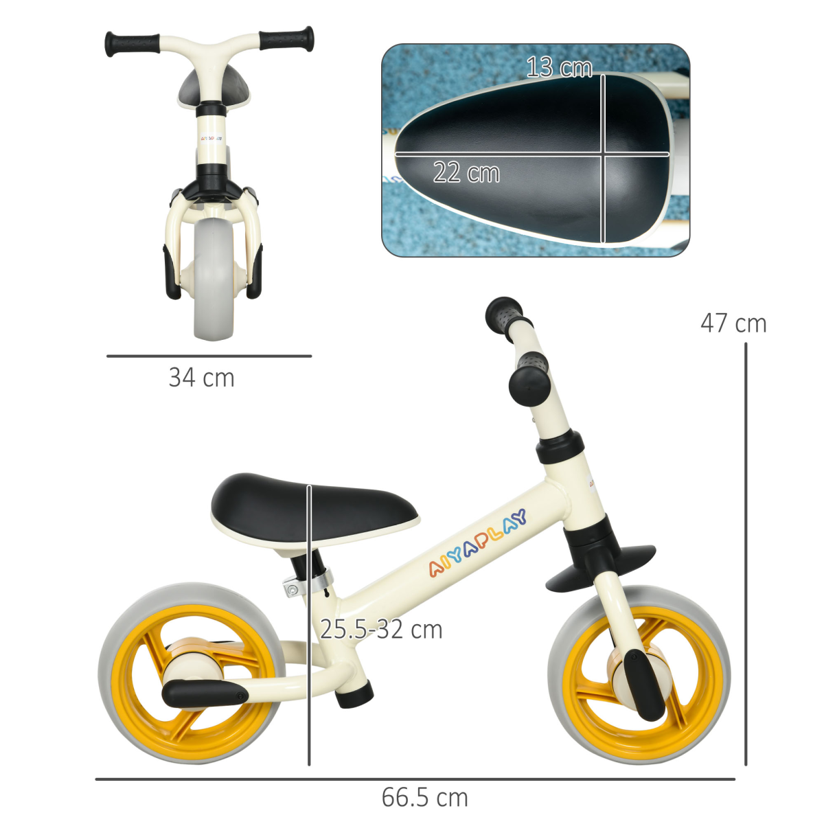 AIYAPLAY 8" Baby Balance Bike with Adjustable Seat & Puncture-Free EVA Wheels – Toddler Ride-On, Orange