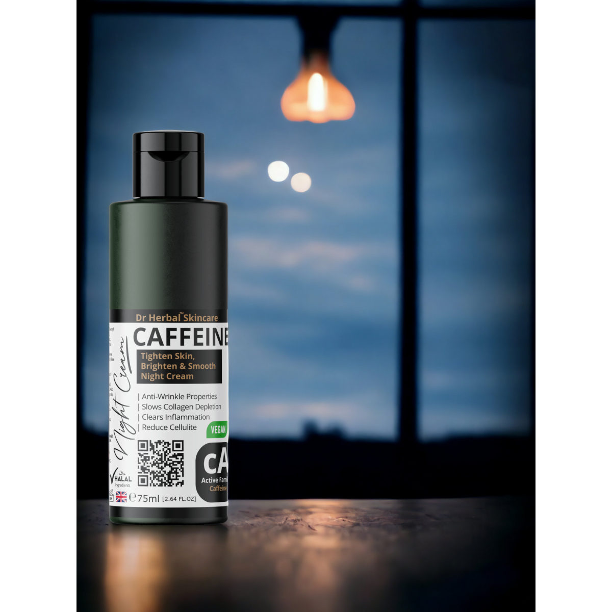 Dr Herbal Night Cream 75ml with Caffeine, Aloe Vera, Shea Butter & Botanical Extracts – Overnight Hydration