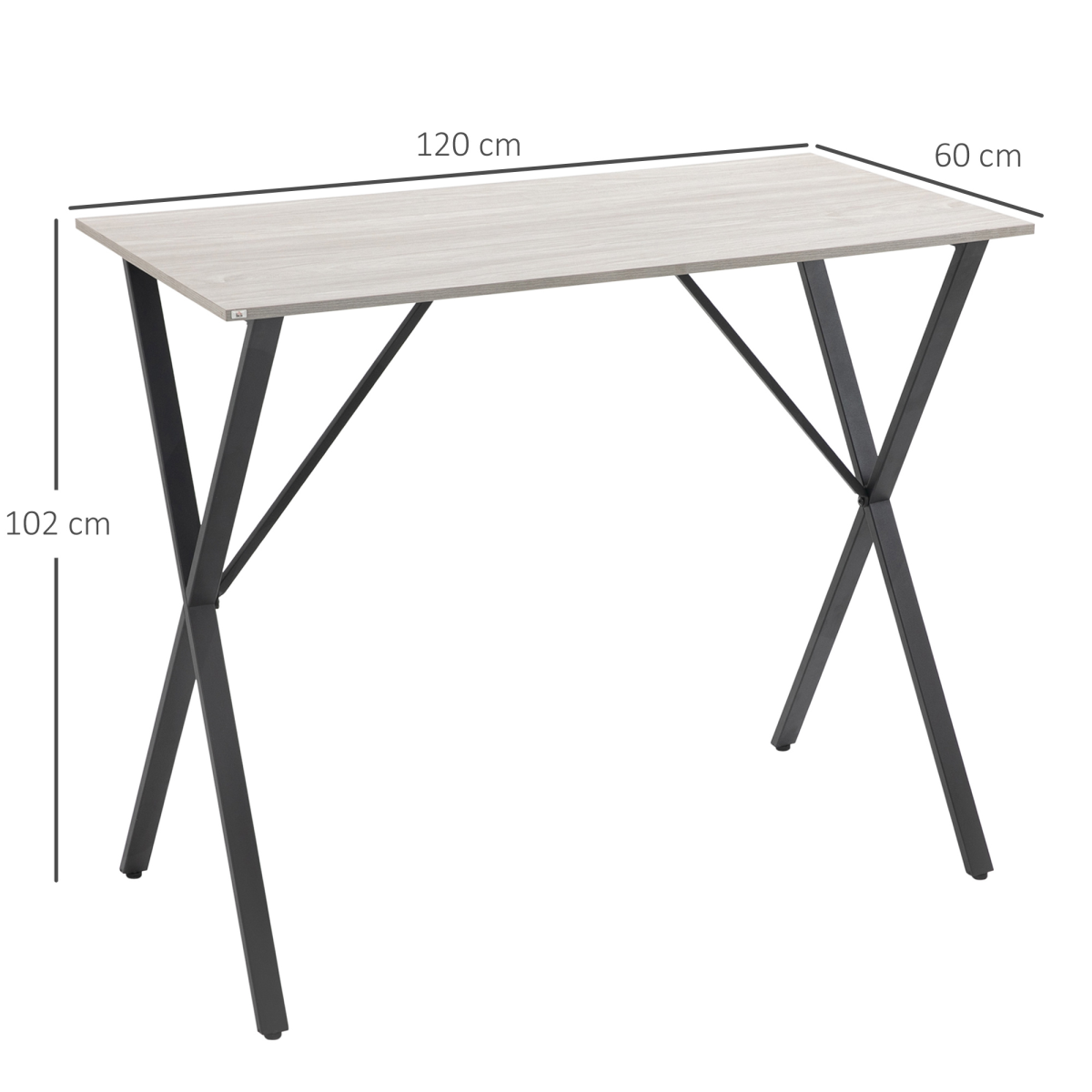 HOMCOM 120cm Rectangular Breakfast Bar Table for 4 with Steel Legs and Adjustable Feet – Kitchen Dining Table