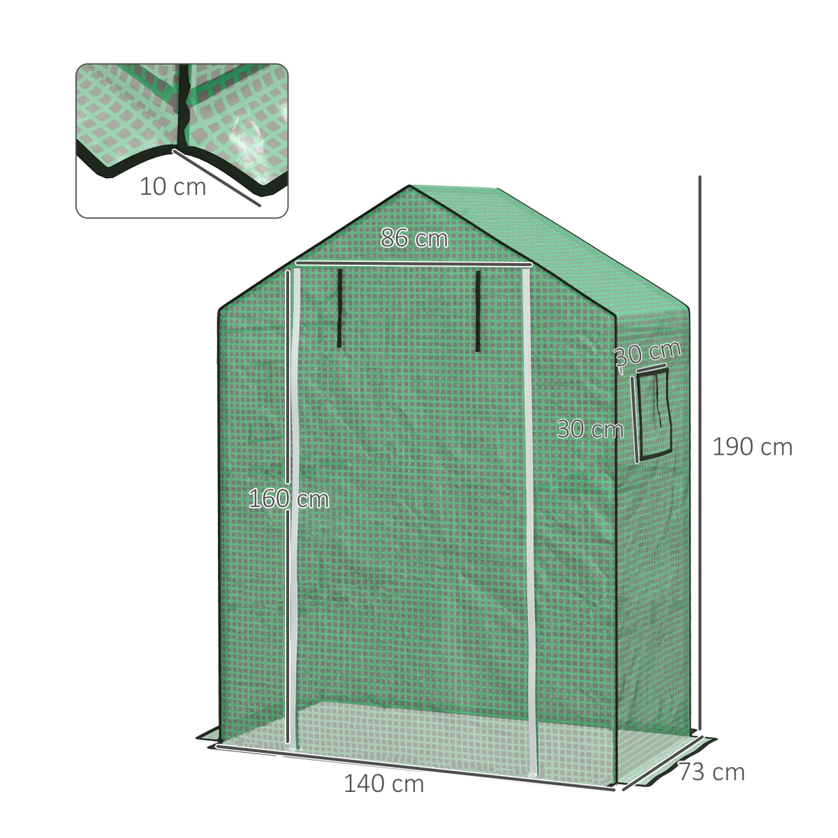 Outsunny PE Greenhouse Replacement Cover with Roll-Up Door & Mesh Windows – Cover Only for 845-511, Green