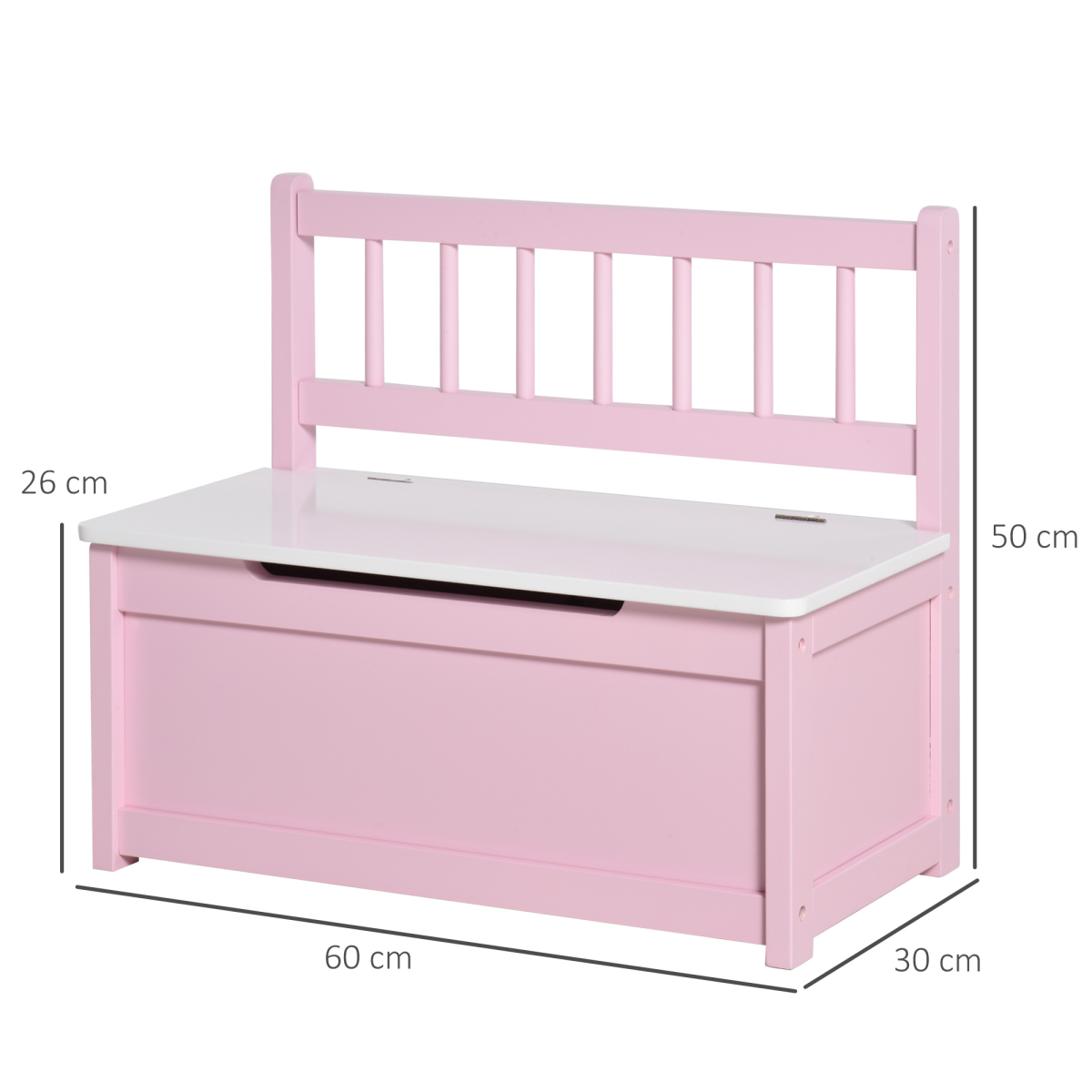 HOMCOM Kids Toy Box with Seat Bench, Gas Stay Bar & Hidden Storage – Wooden Children's Storage Chest