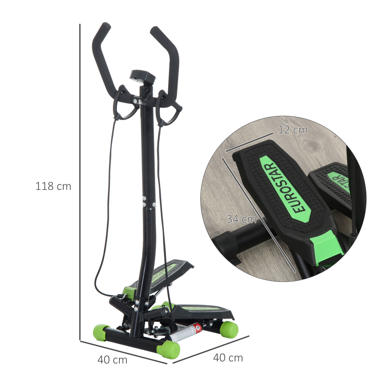 HOMCOM Stepper Machine with Resistance Bands – Heavy-Duty Steel Frame Home Fitness Workout Equipment