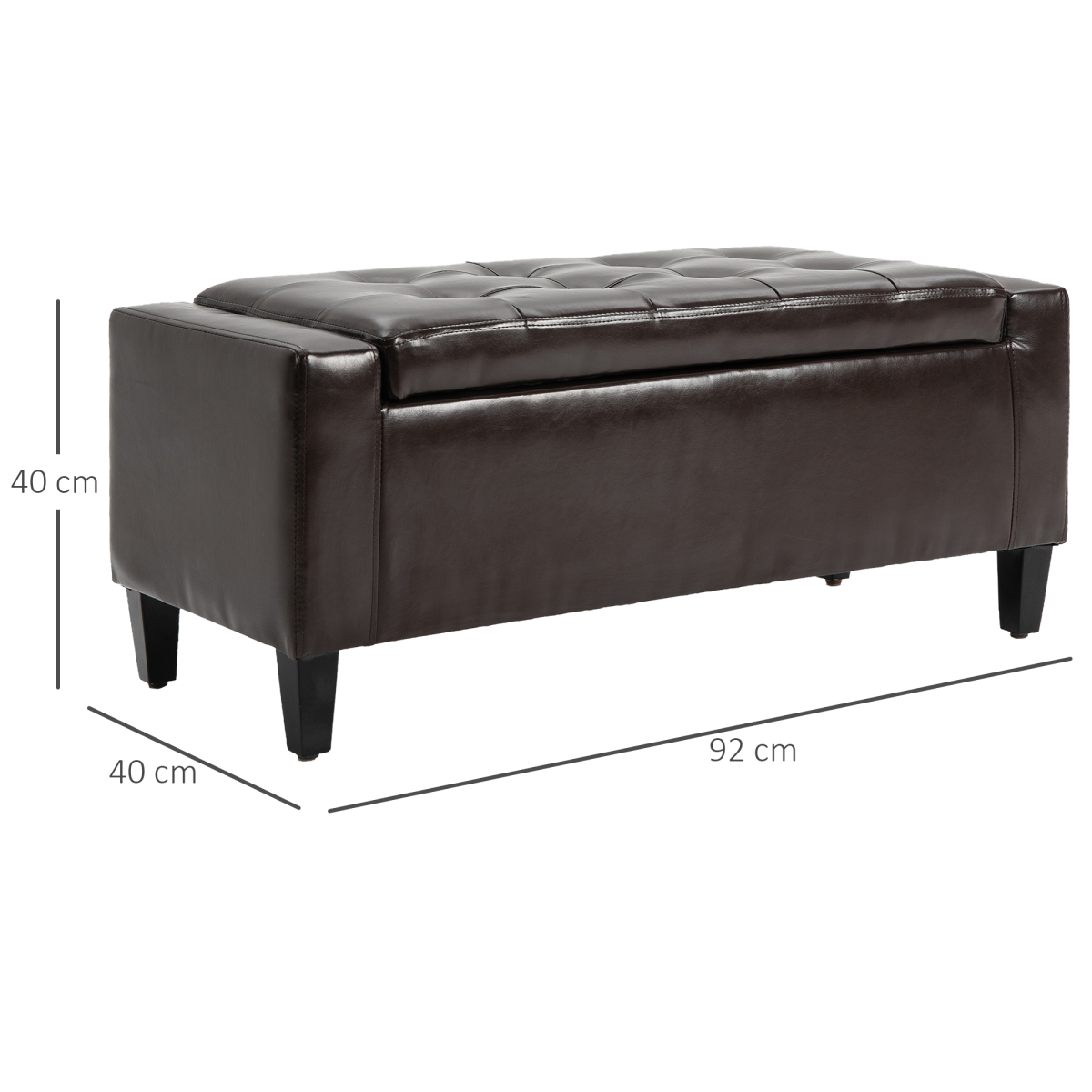 HOMCOM Tufted PU Leather Storage Ottoman Bench, 92cm – Blanket Box & Footstool for Bedroom and Hallway