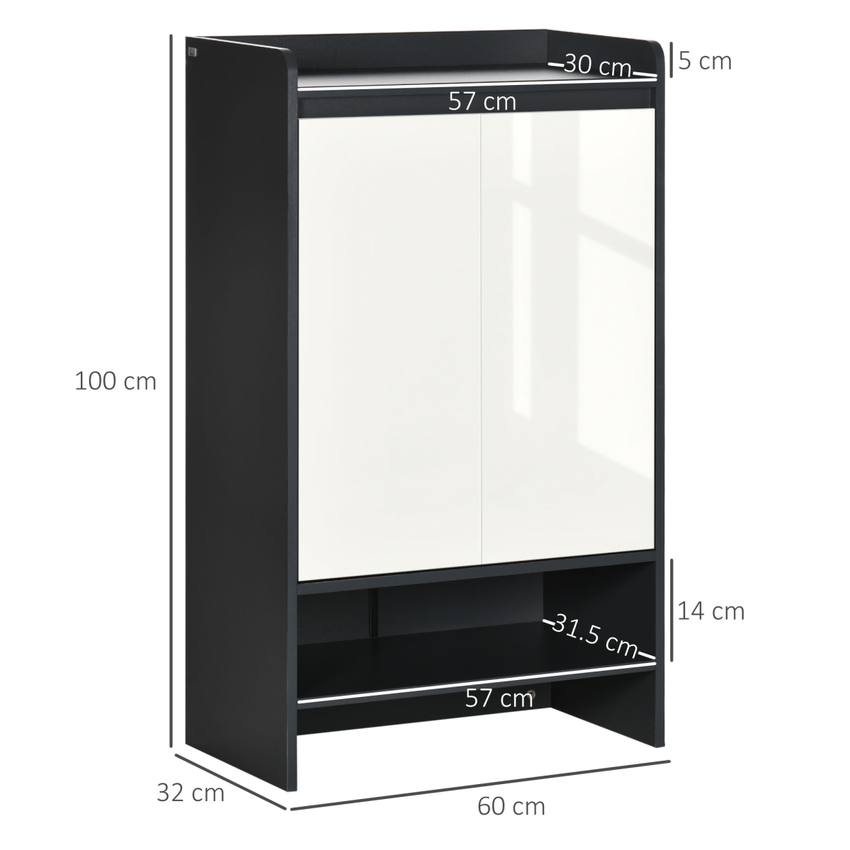 Modern Gloss & Matte Hallway Shoe Cupboard with Adjustable Shelves – Slim Enclosed Shoe Storage