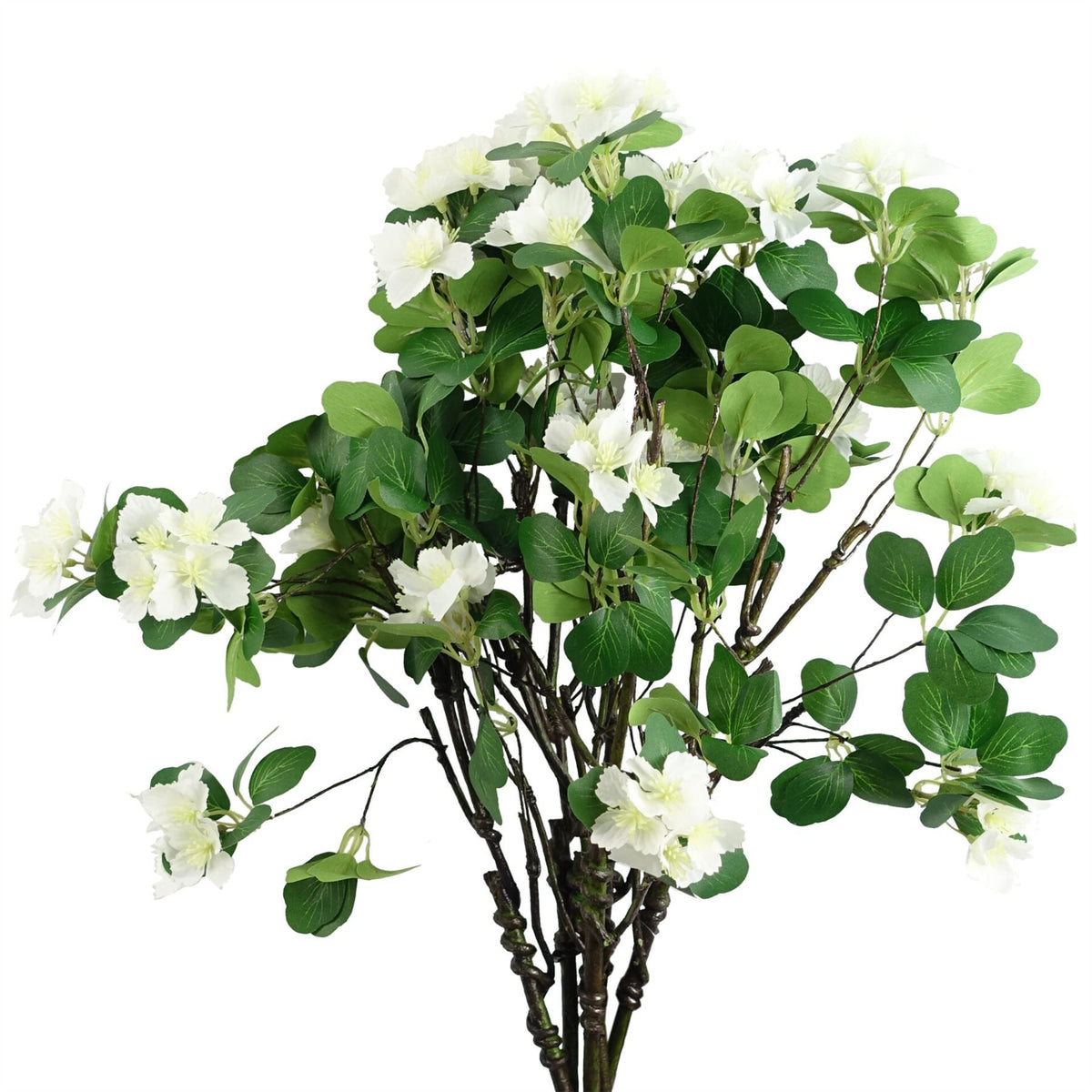 Leaf Artificial Flower Foliage Spray with Silk Flowers and Wired Stems – 60cm Home Decor, White