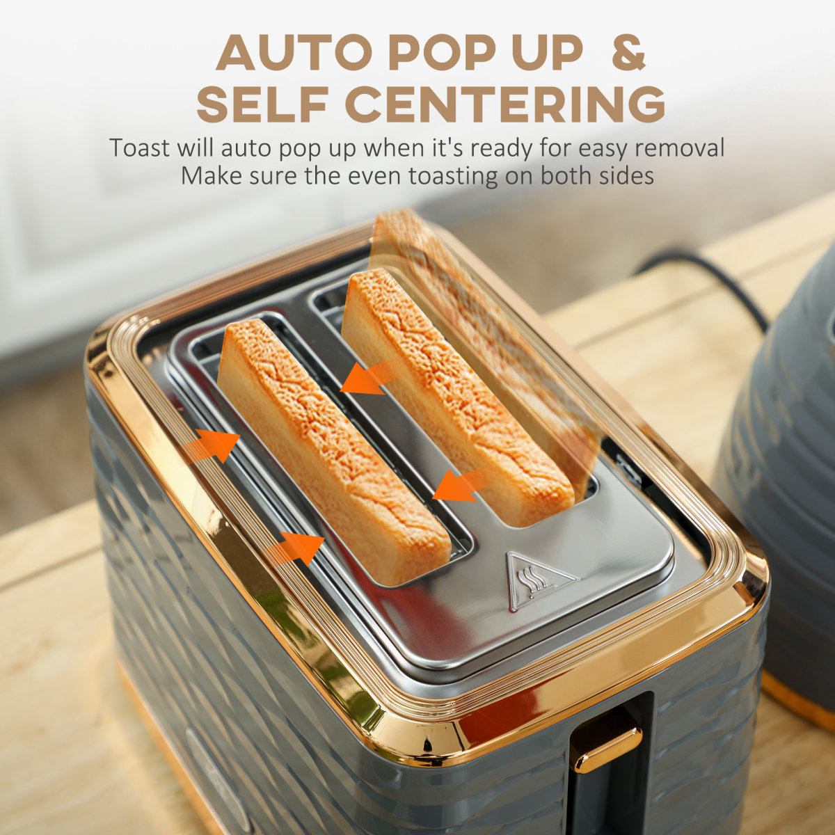 Pebbled 1.7L Fast Boil Kettle & 2-Slice Toaster Set – Matching Breakfast Duo with Textured Finish