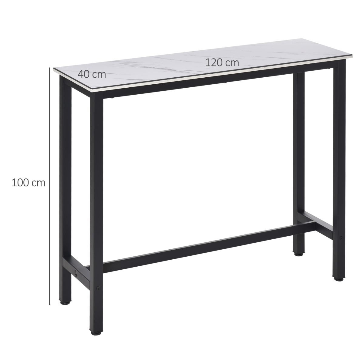 Breakfast Bar Table with Adjustable Footpads – Modern Two-Tone Kitchen Bar Table, White & Black