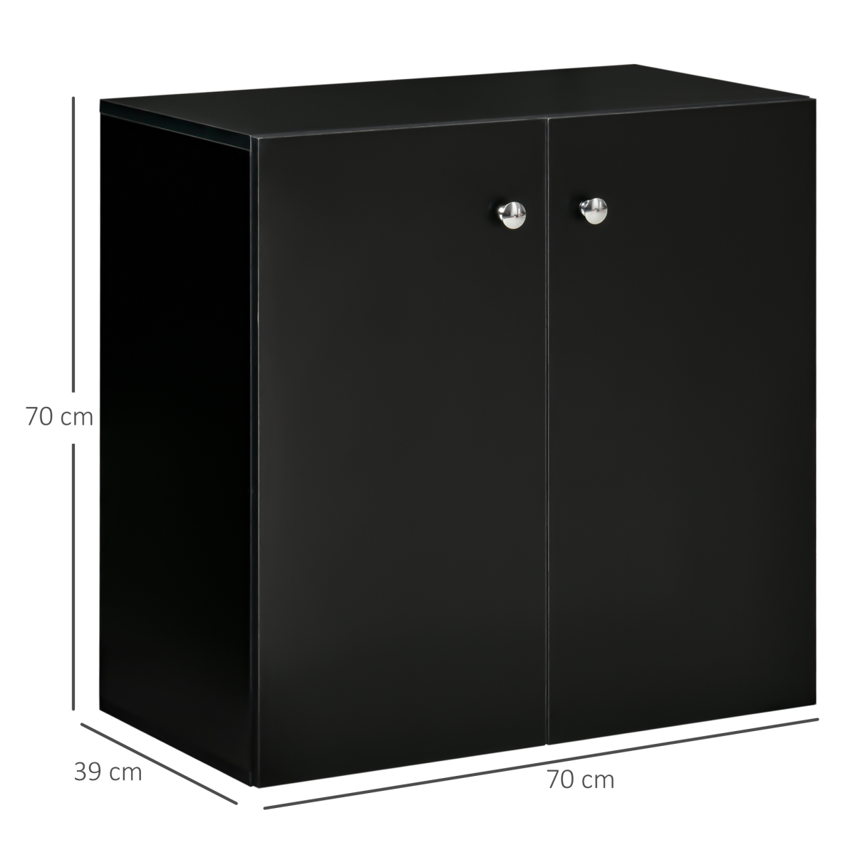 HOMCOM Freestanding Storage Cabinet with 2 Shelves – Wooden Sideboard for Bedroom or Office, Black