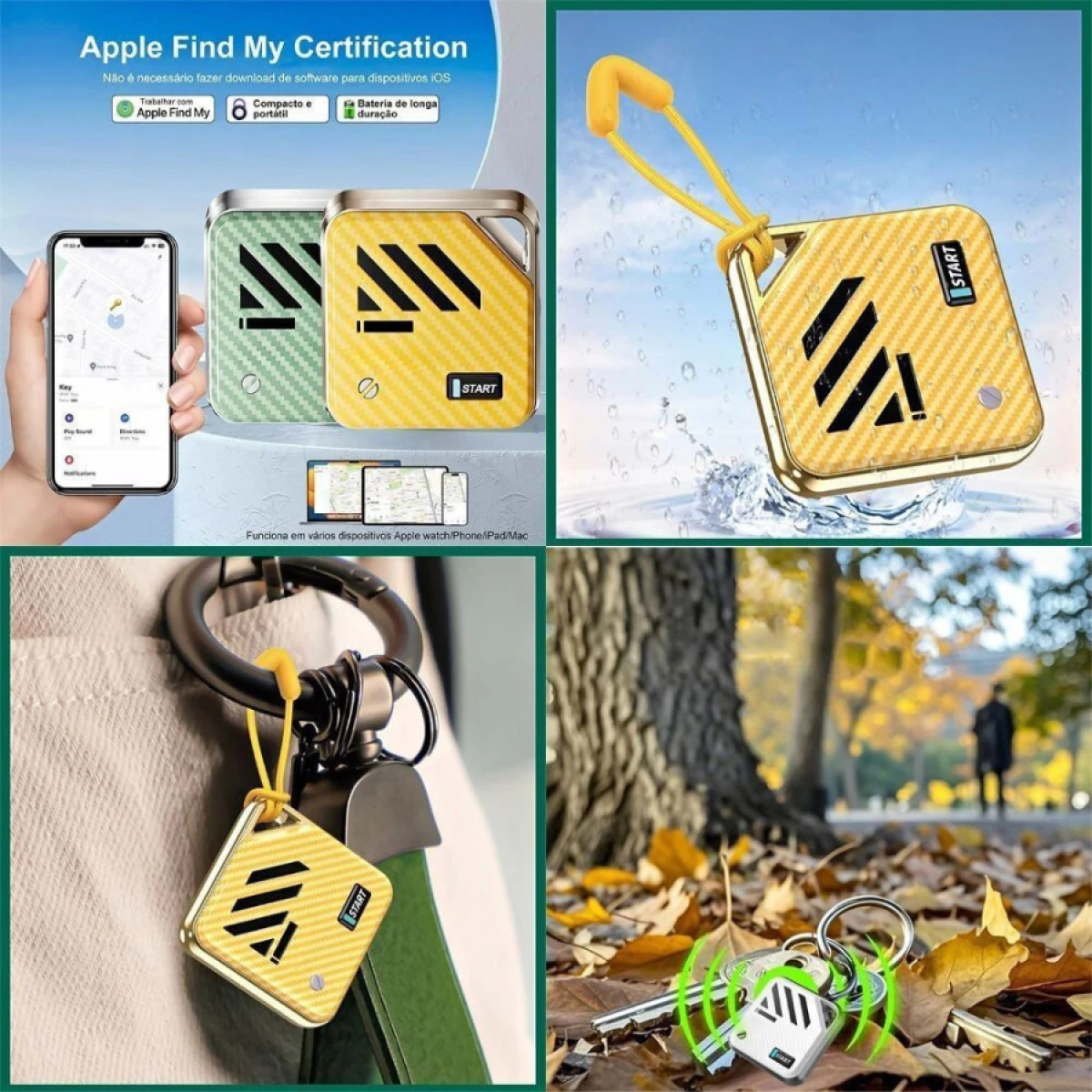 Ven-Dens Mini GPS Smart Tracker Pack of 10 – Works with Apple Find My for Keys, Bikes, Cars & Bags, Green