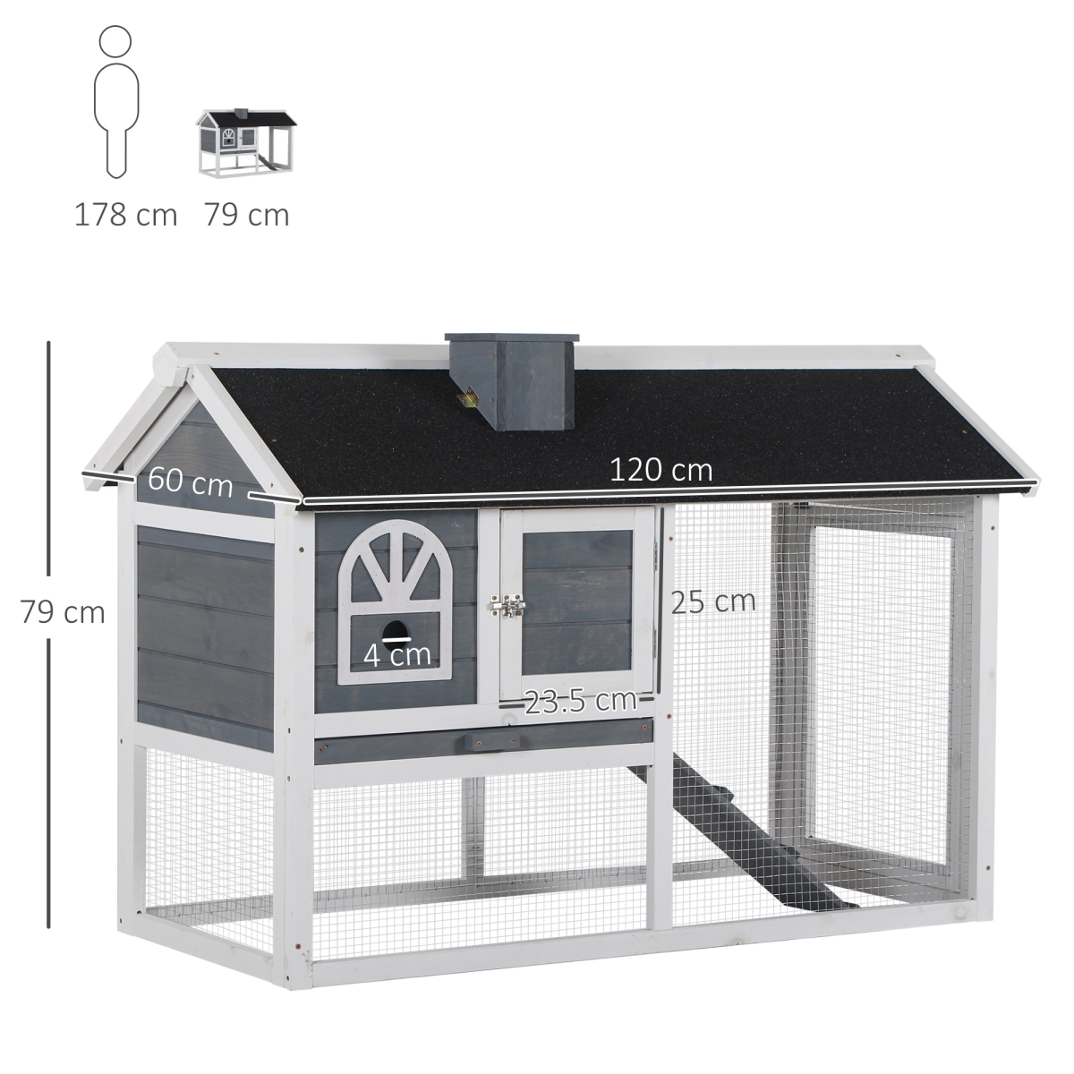 Pawhut Wooden Rabbit Hutch with Run, Ramp & Pull-Out Tray – Indoor & Outdoor Bunny Cage