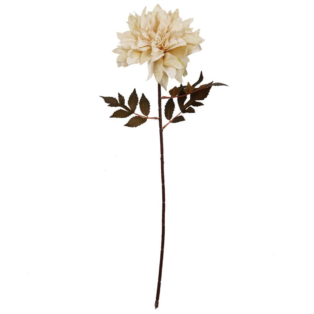 Leaf 55cm Artificial Dahlia Flower Stem with Silk Flowers and Wired Stem – Dusty Cream
