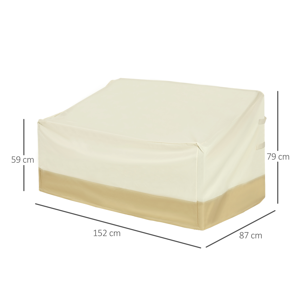Outsunny Waterproof Furniture Cover for 3-Seat Rattan Sofa – Oxford Cloth Patio Protector, Beige
