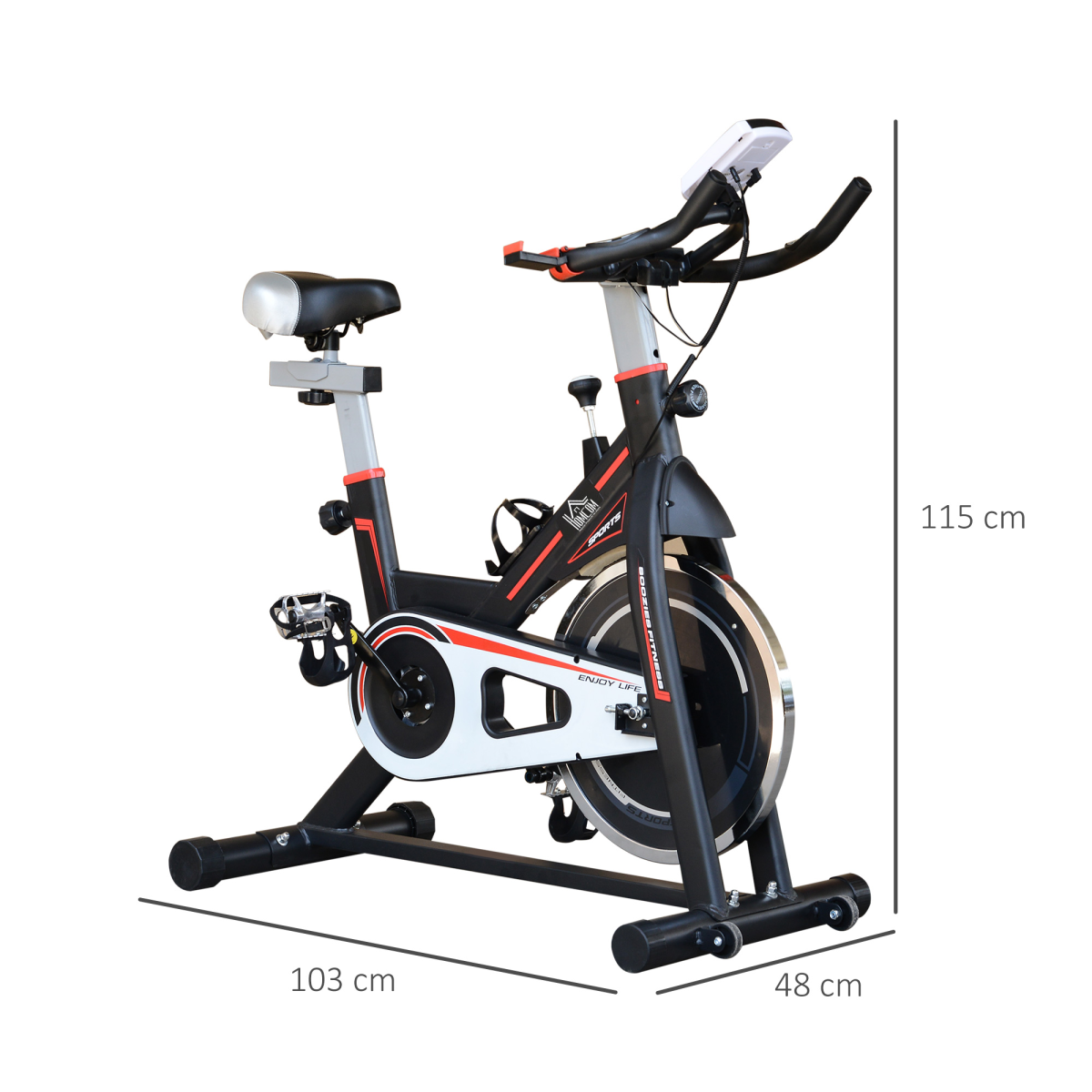 HOMCOM Exercise Bike with 8kg Flywheel, Adjustable Resistance & LCD Monitor – Quiet Home Cardio Trainer